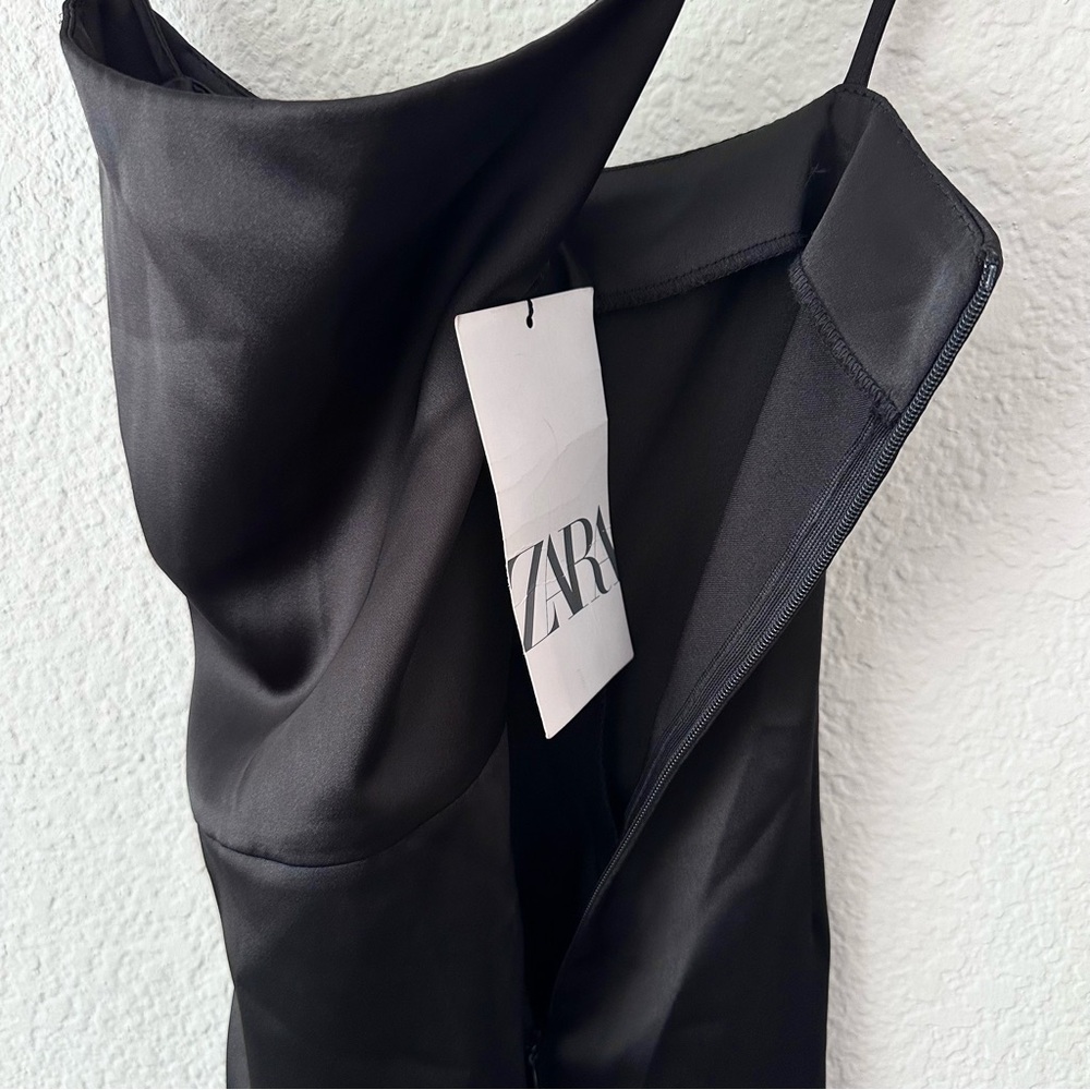 Zara Asymmetrical Ruched Slit Maxi Dress - Picture 4 of 4